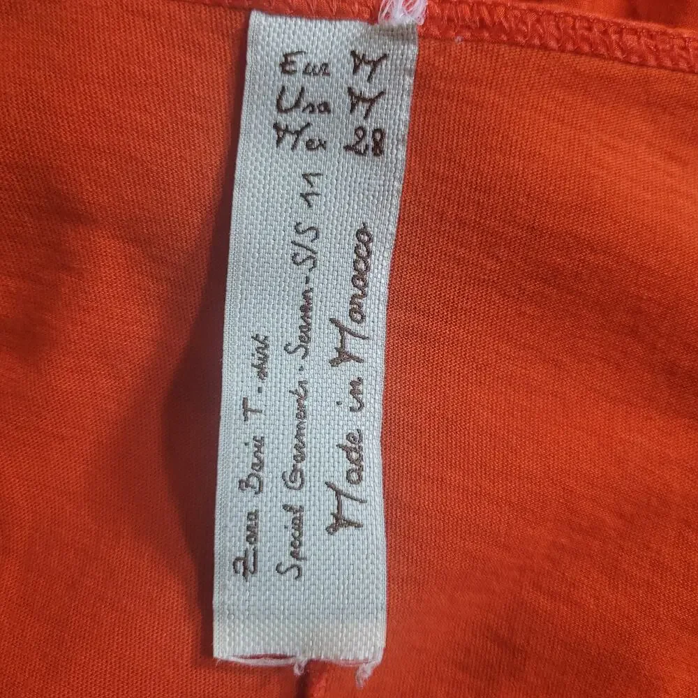 Zara Women's Orange Pleated Short Sleeve Round Neck Basic T-Shirt Size M - Picture 8 of 8
